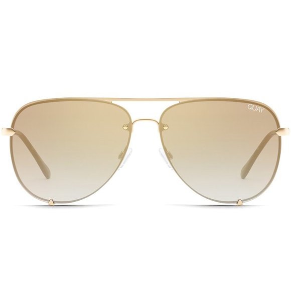 Quay High Key Rimless Sunglasses in Gold Brown